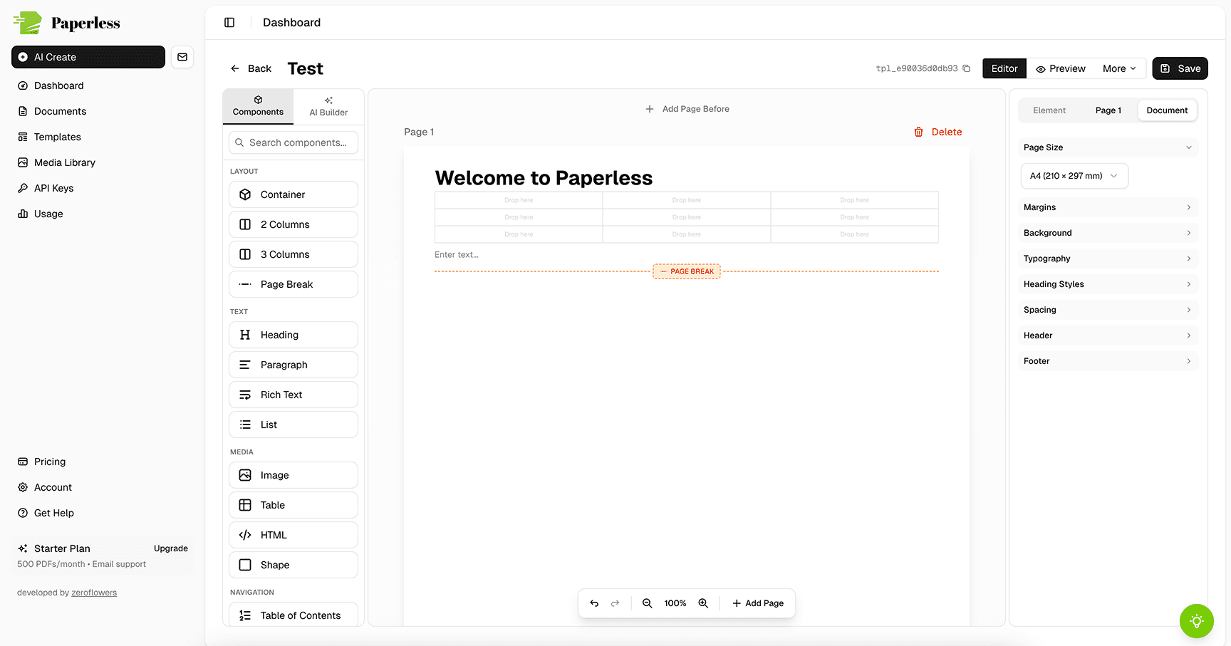 Paperless PDF Generator